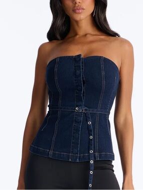 Y2K Denim Strapless Top